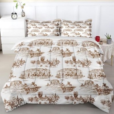Size Comforter Set with Pillowcase, American Horse Soft 2 Twin Desert Cowboy