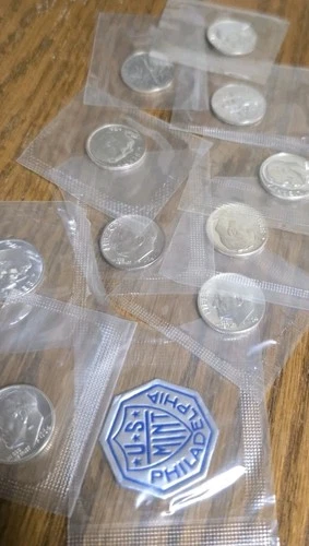 Lot of 10 - 1964 Roosevelt Dimes BU GEM PROOF in Cello 90% Silver 10c US Coin