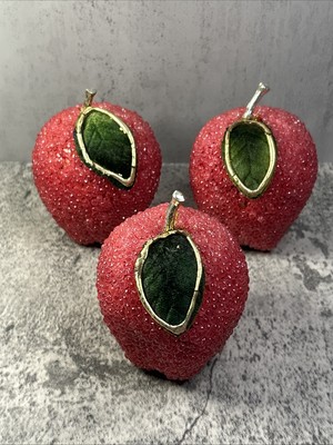 Faux Fruit Beaded Apples Light Red Dark Pink Life Size Sparky Decor Artificial