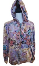 Shana K Embellished Hoodie Size Large Cotton India Full Zip Pockets