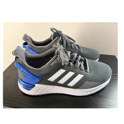 adidas Questar Ride Gray Blue Breathable Mesh Low Top Men's Athletic Sneakers