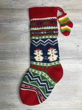 Vintage Wool Knit Christmas Stocking Home Sweet Home 20” Double Sided + mini