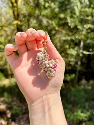 Handmade Strawberry Bag Charm Keychain with Jelly Cluster and Fruit Heart Clasp