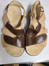 SAS Tripad Comfort Leather Sandals Women 9 1/2 Brown Beige Adjustable USA Made