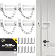 4Pk Chrome Door Chain Kit Restrictor for Front Door Heavy Duty Safety Chain Lock
