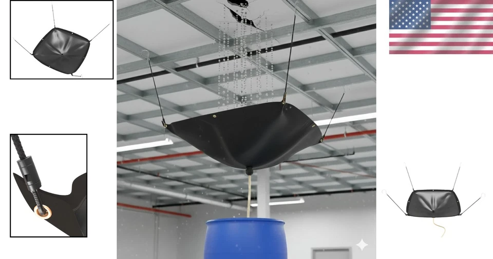 Lona desviadora de vazamentos resistente 10' x 10' - Oxford impermeável para gerenciamento de vazamentos - Imagem 2 de 4