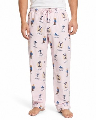 Polo Ralph Lauren Pajama Pants Mens M Pink Polo Bear Secret Society Cotton RARE!