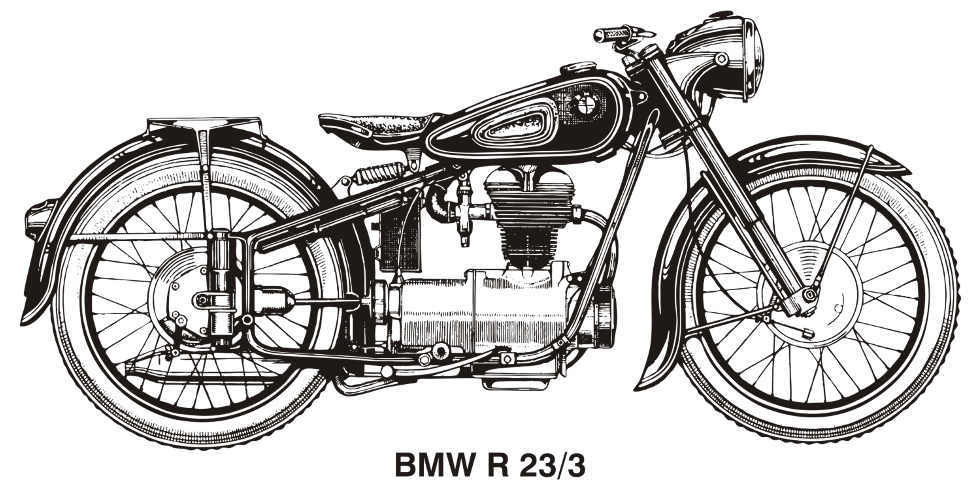 BMW R23/3 VINTAGE MOTORCYCLE ART GRAPHIC DRAWING POSTER PRINT