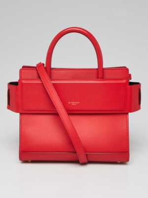 Givenchy Red Smooth Calfskin Leather Mini Horizon Tote Bag | eBay