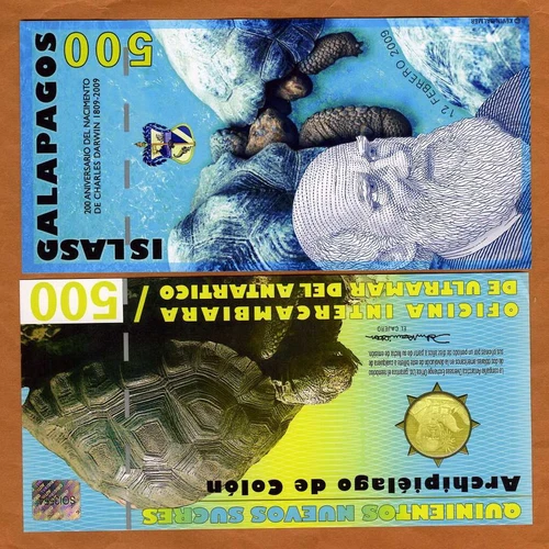 Galapagos Islands, 500 Sucres, 2009, UNC   Commemorative, Charles Darwin