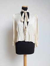 Creme Blumen Muster Schleifen Bluse von Zara, Gr. XL (NEU)