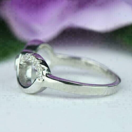 2Ct Simulated Diamond 14K White Gold Plated Women's Infinity Bow Engagement Ring - Picture 3 of 11