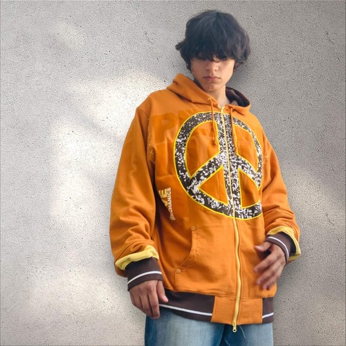 Men's Live Mechanics Burnt Orange Peace Sign Hoodie NWT - Picture 3 of 7