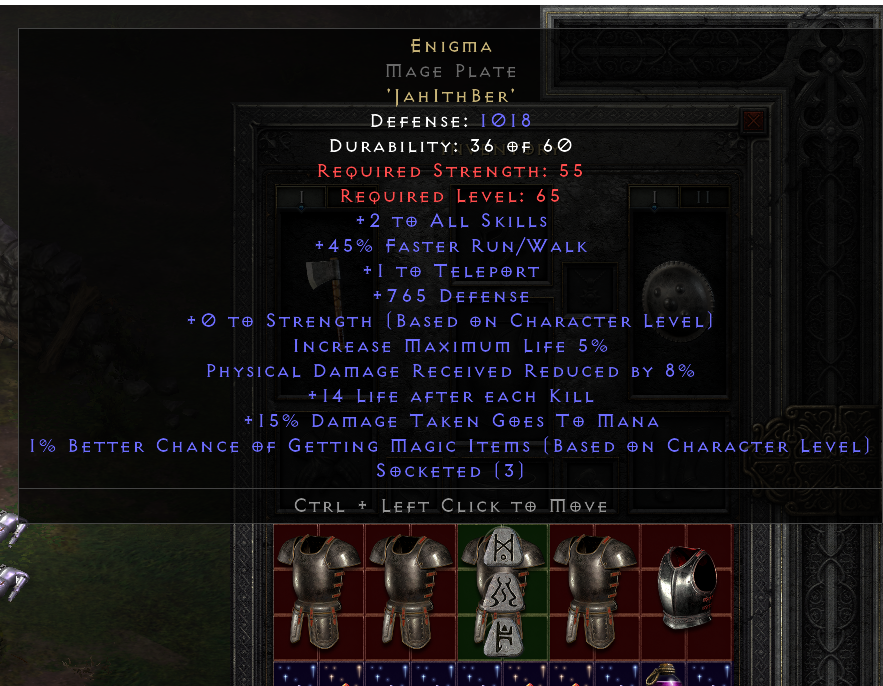 Enigma Rune Word - Mage Plate - Diablo 2 Softcore Non Ladder