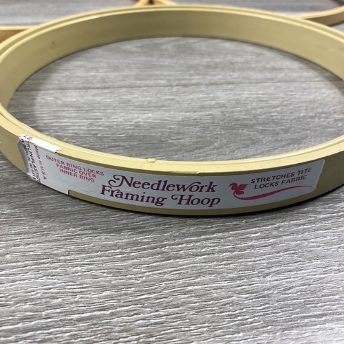 3 Embroidery Hoops Round 2 Ten Inch Wood One 10 In Plastic Vintage - Picture 2 of 7