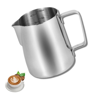 DIVID  Milchkanne 350ml / 12 FL.OZ | Milchkännchen | 304 Edelstahl Milchaufschäu
