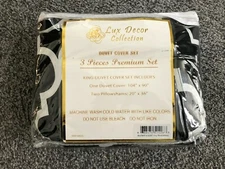 King Duvet Cover Set Black/White Lux Decor Collection New 