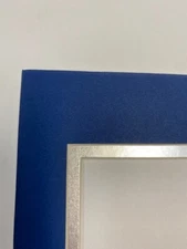 CUSTOM Picture Frame Double Mat 8x10 for 5x7 photo Royal Blue with Silver liner