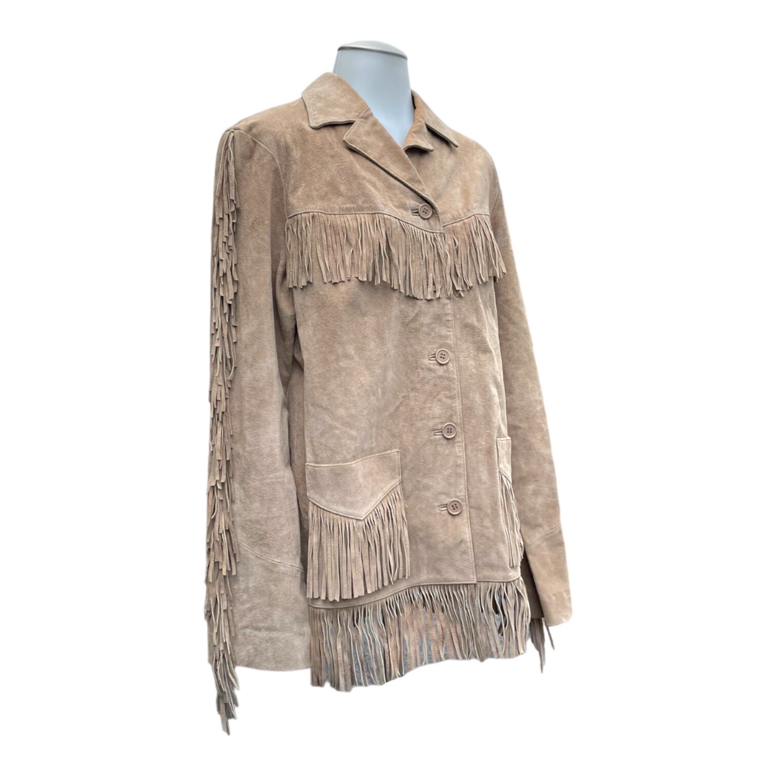 Vintage 90s NEWPORT NEWS Womens M Suede Leather Jacket Coat Fringe Western NWOT image 4