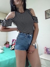 Body Donna ragazza spacchi sulle spalle piazza italia righe bianco e nero 13/14 