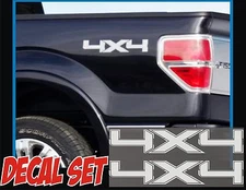 4x4 Truck Bed Decals, Metallic Silver (Set) for Ford F-150 and Super Duty