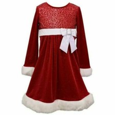 NWT Girls Size 5 Bonnie Jean Red Stretchy Sequin Bodice Dress Christmas Santa