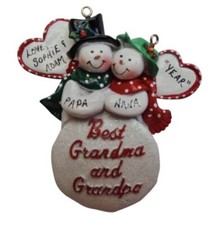 Personalized Snowman Best Grandpa and Grandma Ornament