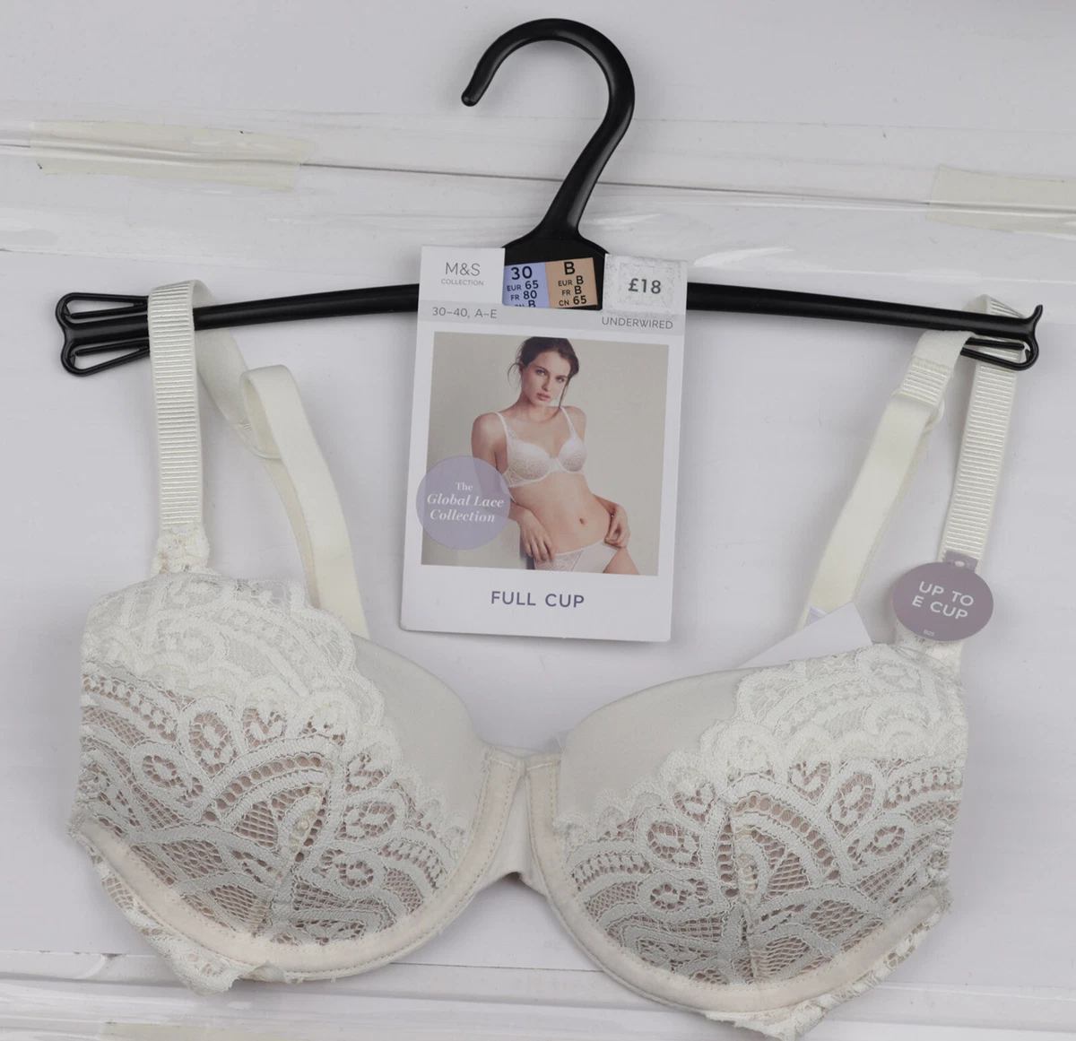 M&S Womens Marks and Spencer Cream Full Cup Bra Size 30 B RRP £18