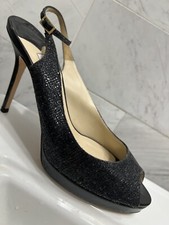 Jimmy Choo shimmering Leather Peep Toe Slingback 4 Pumps EU 38.5 / US 8