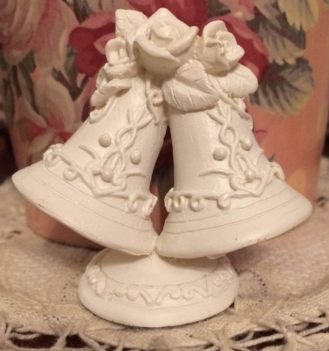 ✅Small 2.5" White Wedding Bells Name Place Card Holder / Table Shower Decor