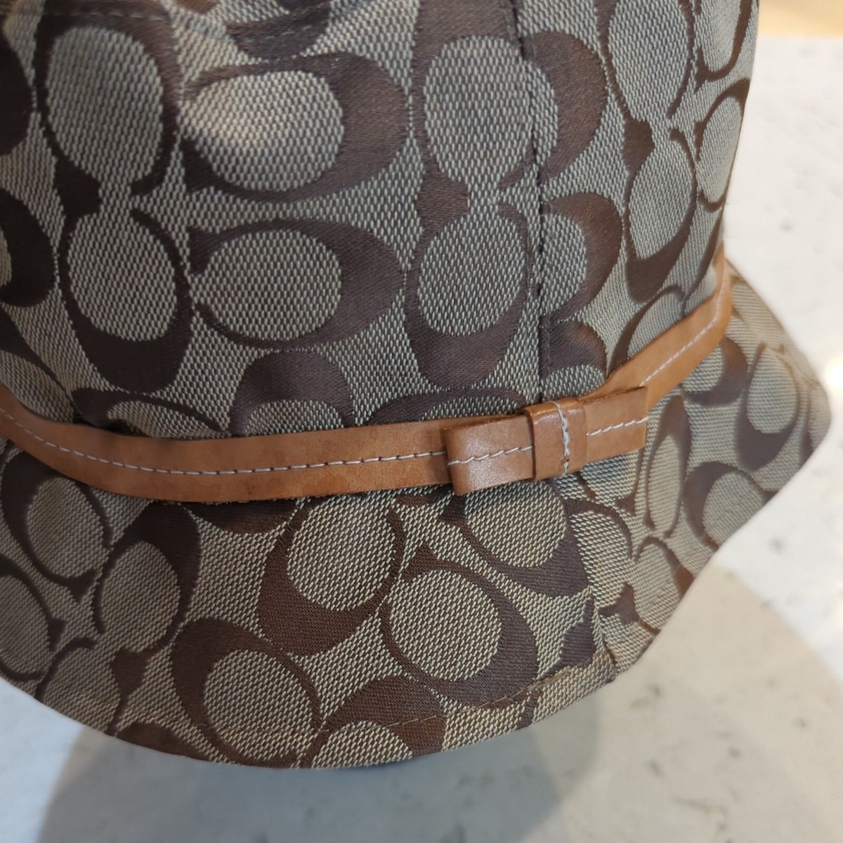 Vintage Y2K Coach Monogram Bucket Hat Beige Tan Size M/L | eBay display picture 1