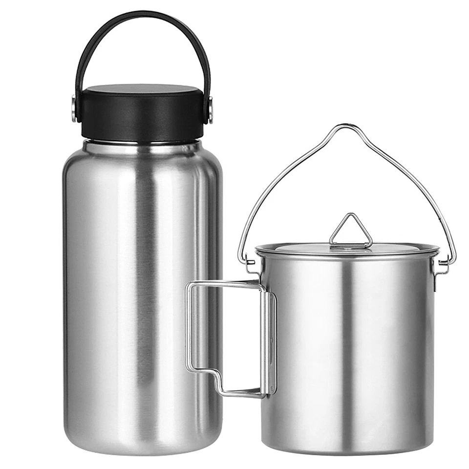 Бутылка для воды 1050 мл из нержавеющей стали с широким горлышком и одной стенкой и защитой от утечек - Изображение 3 из 4