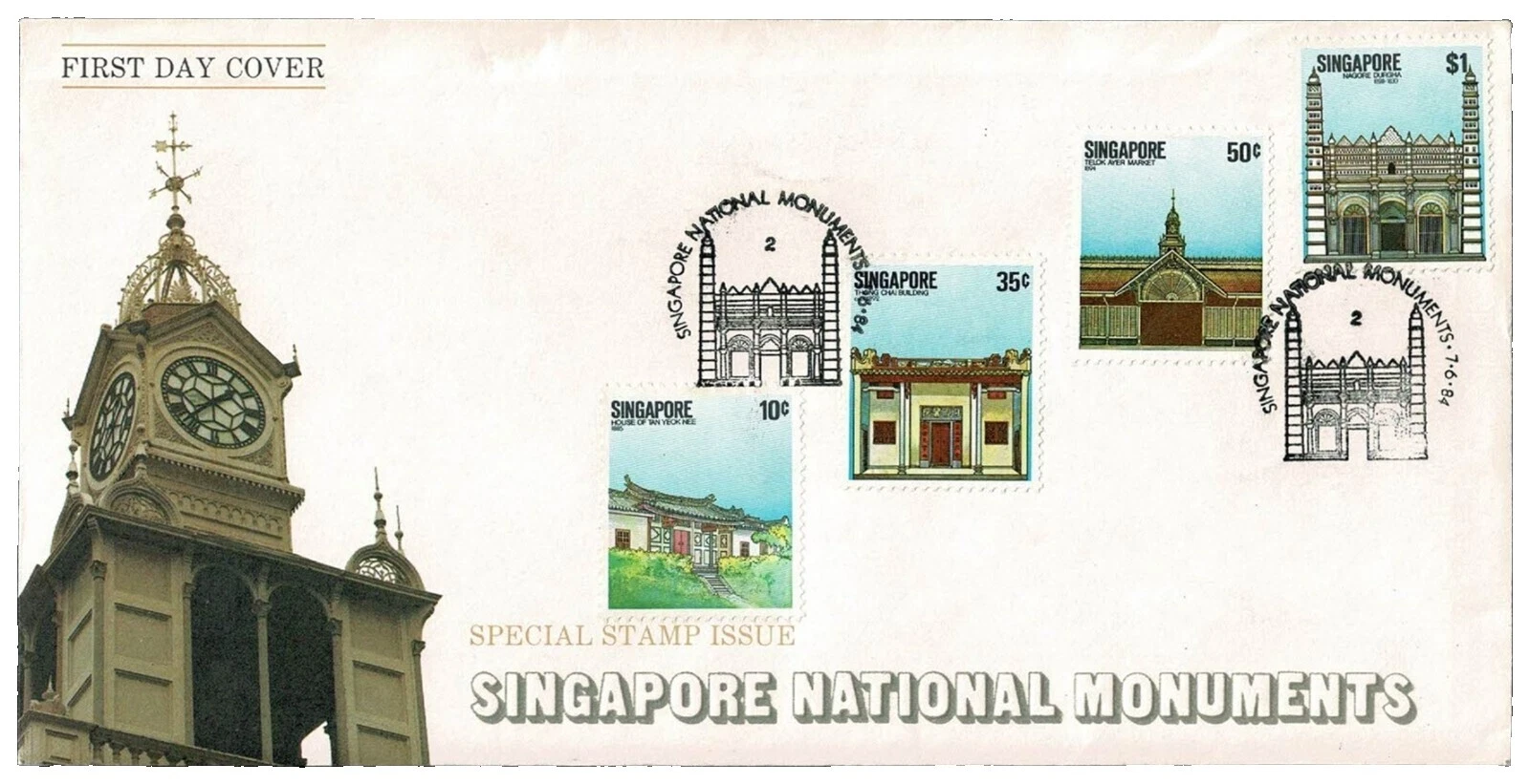 Arquitectura sobre de Primer Día estampillas de Singapur (1963-presente)