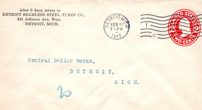 #ad #ad Detroit MI Seamless Steel Tubes Co Michigan Postal Cover $11.99