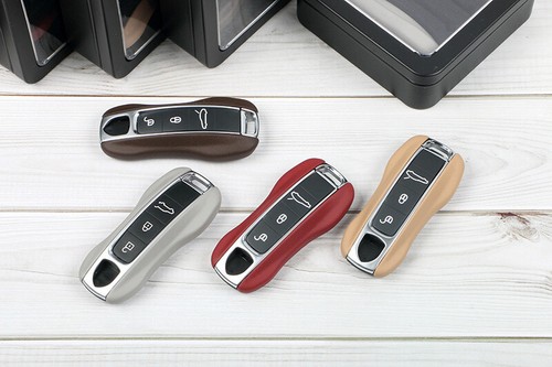 Black/Beige/Brown/Red/Gray Leather Car Key Case Cover For Porsche Taycan 2019-22 - Picture 5 of 22