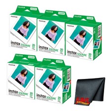 Fujifilm Instax Square Instant Film, 100 Exposures w/ Cleaning Cloth