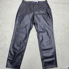 Old Navy OG Straight Pants Women 14 Black NWT Faux Leather High Rise Black Jack