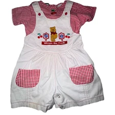 Winnie The Pooh Overalls 100 Acre  Collection 4t White Overalls W/shirt Vintage