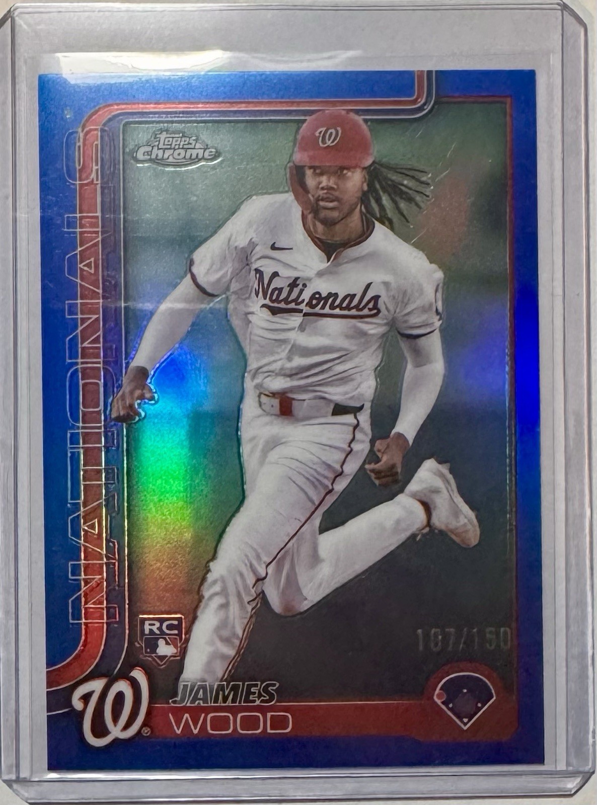 2025 Topps Chrome James Wood #132 Blue Refractor /150 Rookie Nationals RC