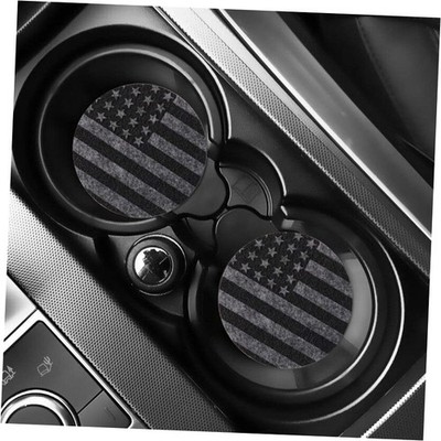 2 Pack Car Cup Holder Coaster,2.9 Inch Anti Slip Shockproof Car Cup Gray Flag