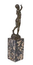 Bronze figure "David with slingshot" signed Milo Heavy Bronze on Marble Base