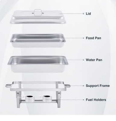 WILPREP 2er Pack 9L Chafer Chafing Dish Set Edelstahl Bain Marie Speisenwärmer