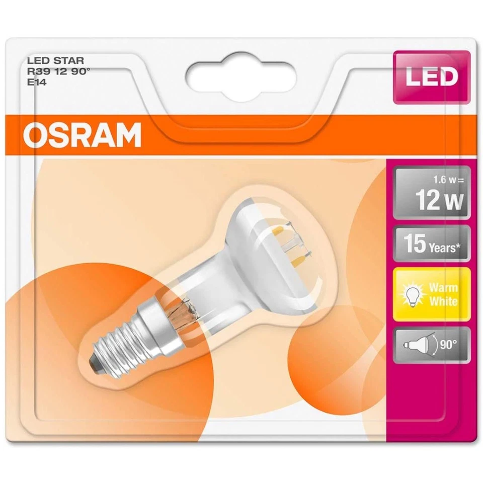 6 x Osram LED Filament R39 Reflektor 1,6W = 12W E14 110lm warmweiß 2700K 90° - Bild 4 von 4