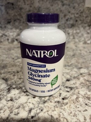 Natrol Magnesium Glycinate 240 mg High Absorption 120 CAPSULES / 2 month Supply
