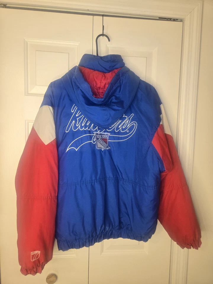 LOGO7 Vintage 90's New York Rangers 1/2 Zip Hooded Winter Jacket W/ front... - Image 4 of 4