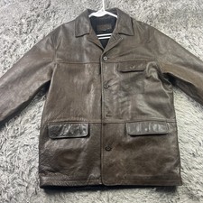 J Crew Jacket Mens Large Brown Leather Chore Barn Heavy Jacket