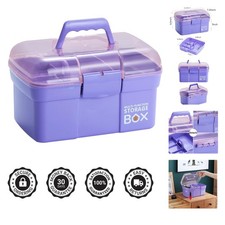 Lightweight 11'' Crafts Organizer with Handle and Lockable Closure in Purple