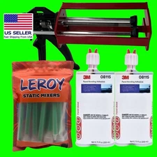 3M- 2 TUBES 08115 PANEL BONDING ADHESIVE  + APPLICATOR GUN + 25 MIXING NOZZLES!