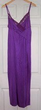 Vtg Undercover Wear Purple Slinky Nightgown, Lace Trim Made In USA - Size M