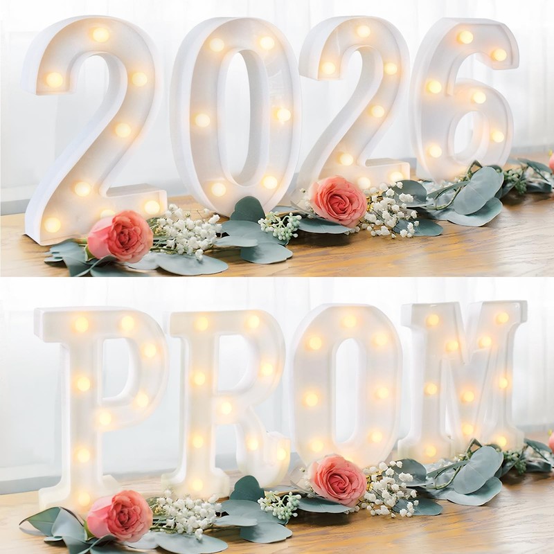 Graduation Decorations 2026 Deals - 8 LED Marquee Light Up Letters Sign "PROM...